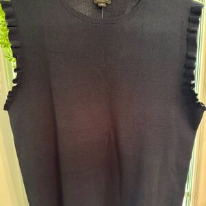 Ann Taylor Navy Ruffle-Trim Sleeveless Knit Tank